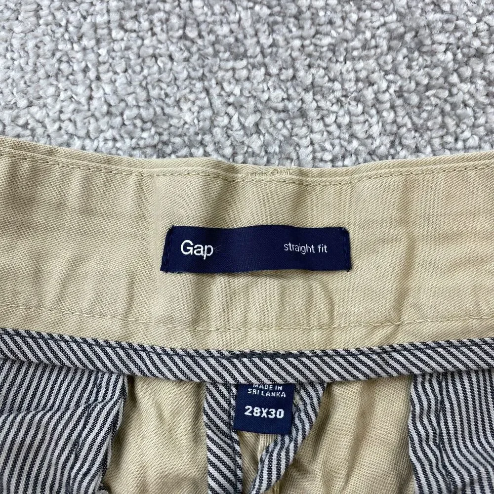 Gap Straight Fit Chino Pants Men's 28x30 Tan Flat Front Slash Pocket Cotton - Picture 7 of 11